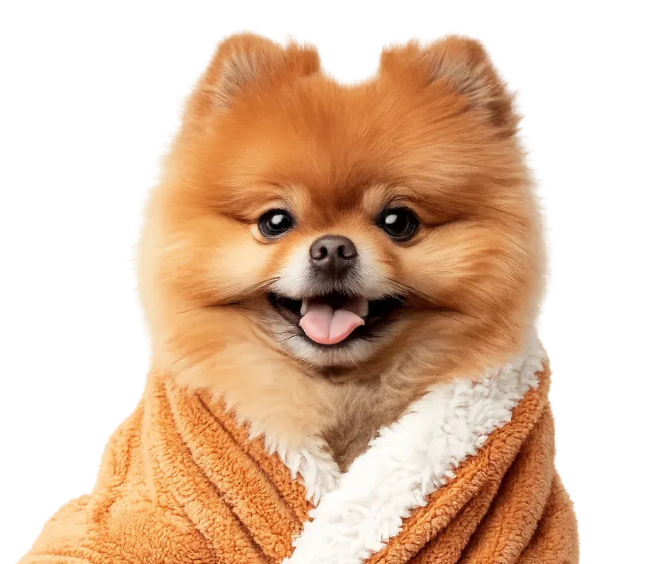 Happy dog looking up